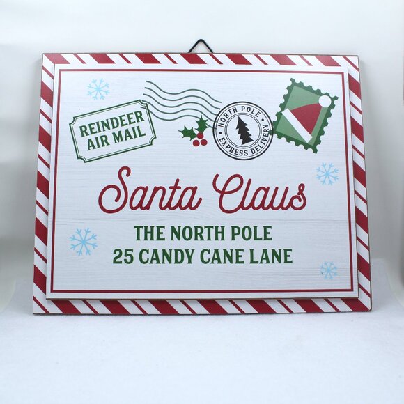 Santa Claus Reindeer Air Mail 8" x 10" Wall Hanging or Wreath Attachment - Picture 1 of 8